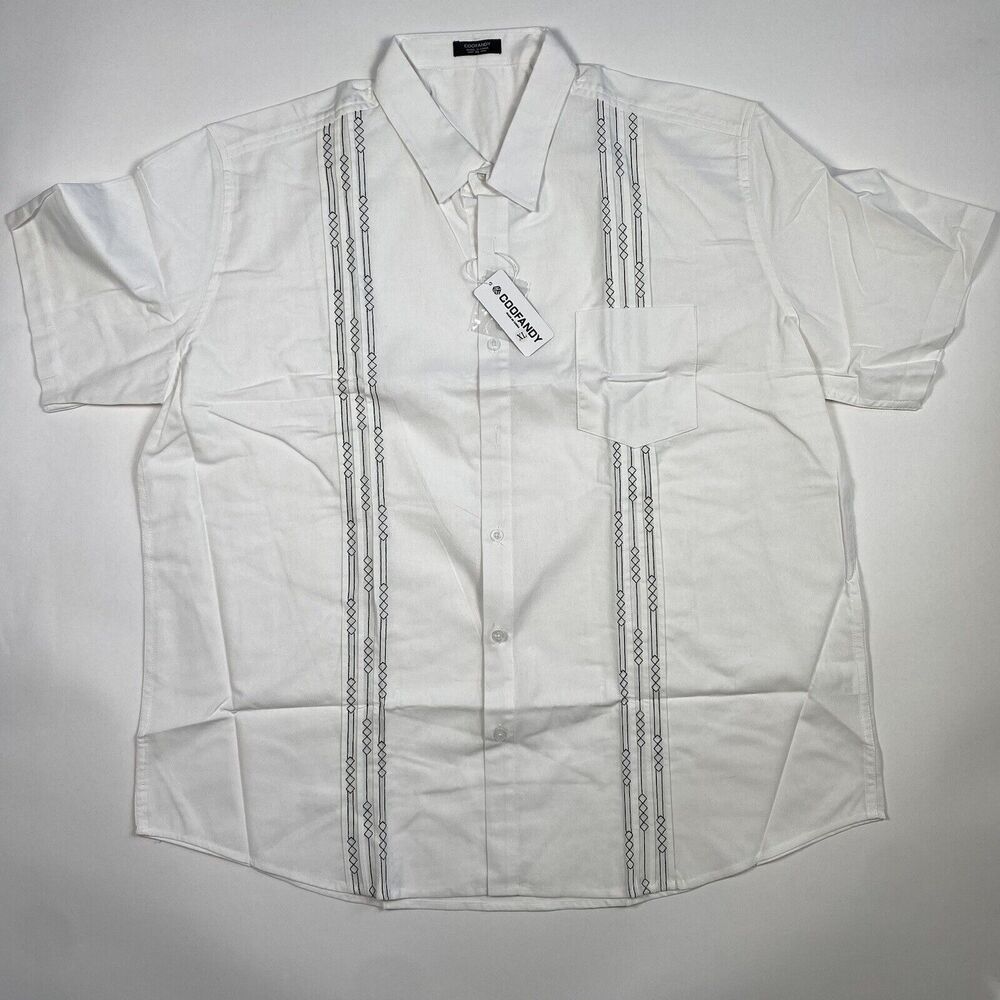 Coofandy Short Sleeve Button Down Shirt White Mens Size XL Brand New w/ Tags